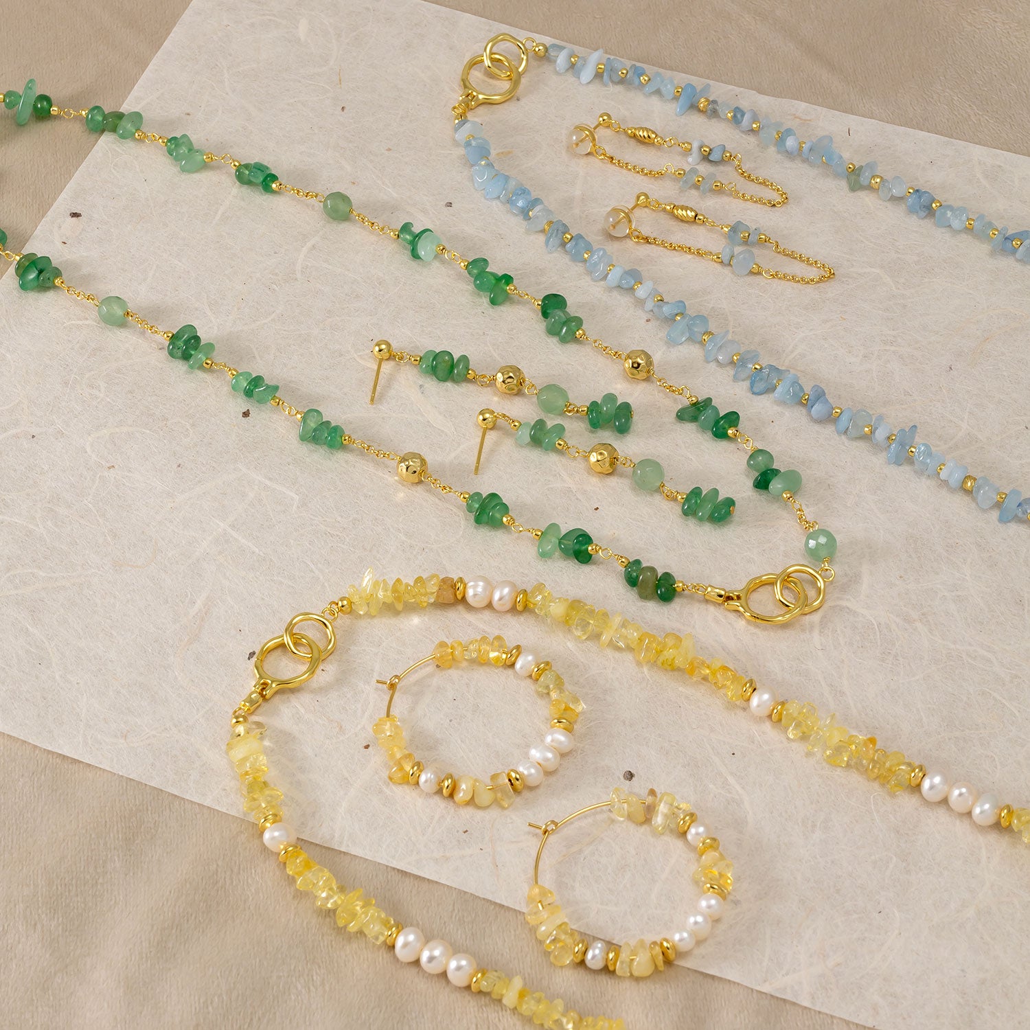 Gold Vermeil & Aquamarine Looping Drop Earrings