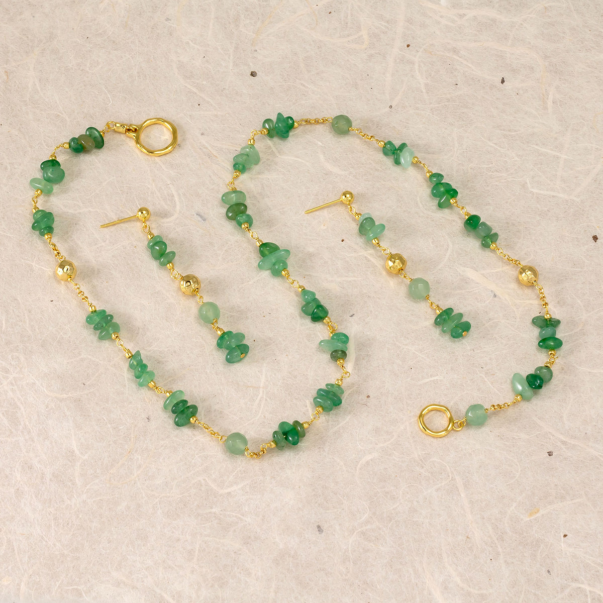 Gold Vermeil and Aventurine Drop Earrings