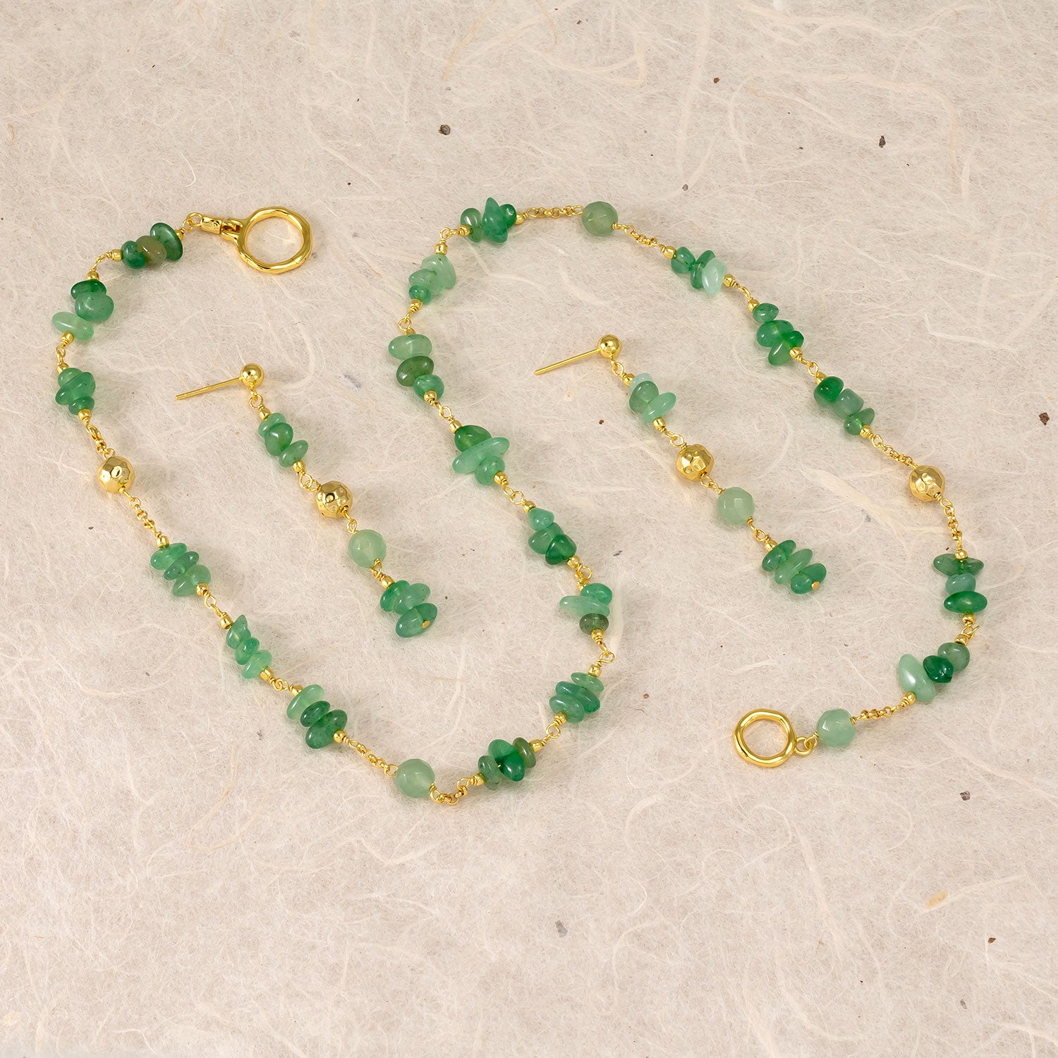 Gold Vermeil and Aventurine Drop Earrings