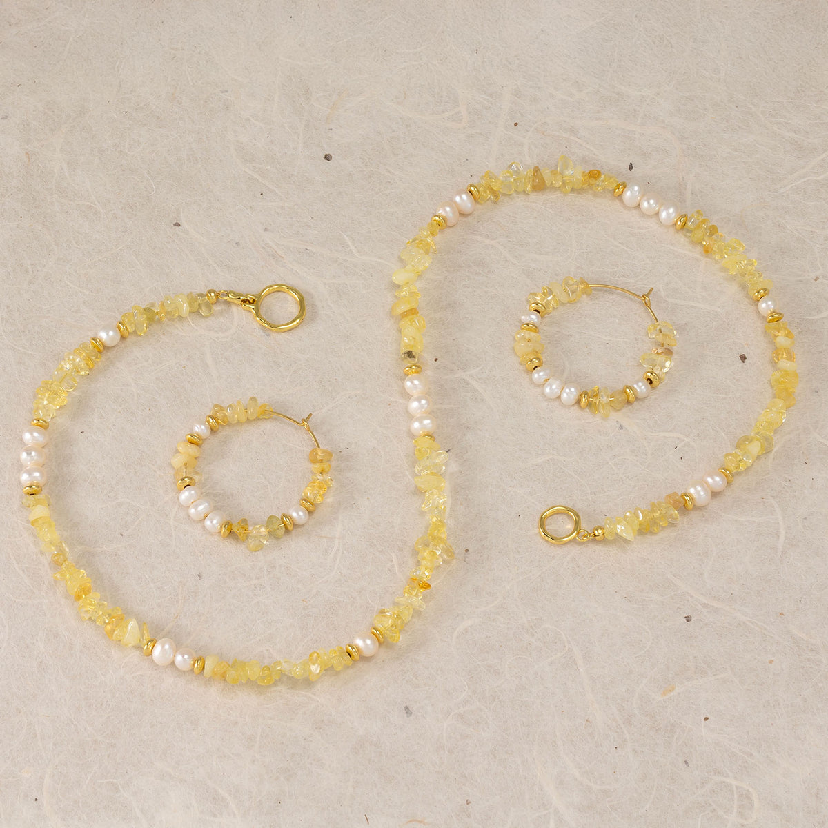 Gold Vermeil, Citrene & Freshwater Pearl Hoops