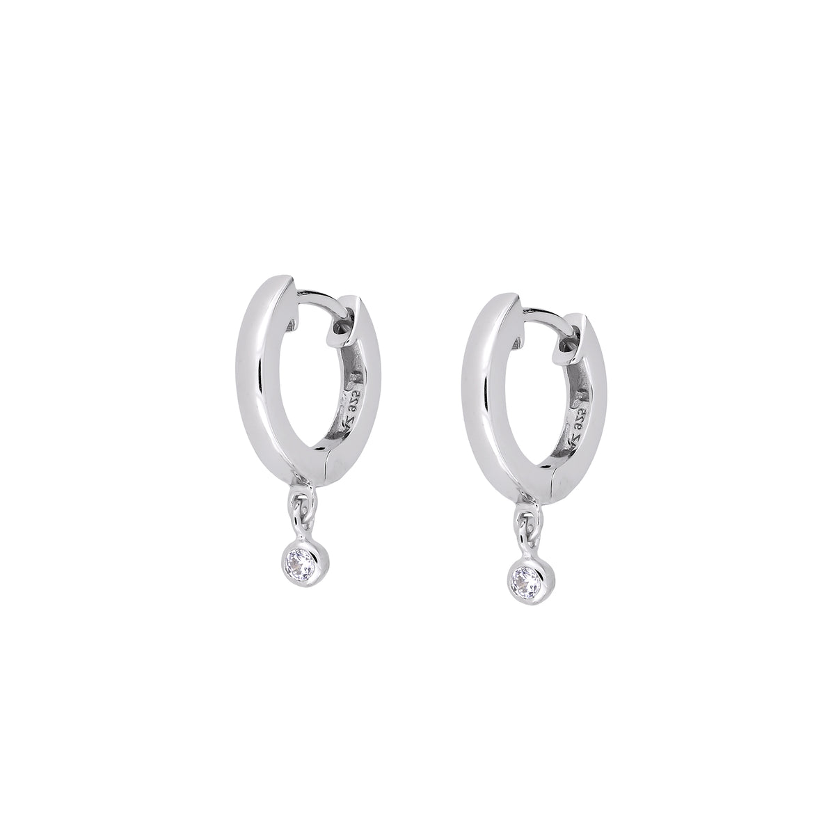 Hanging Sparkling Stone Hinged Hoop Earrings