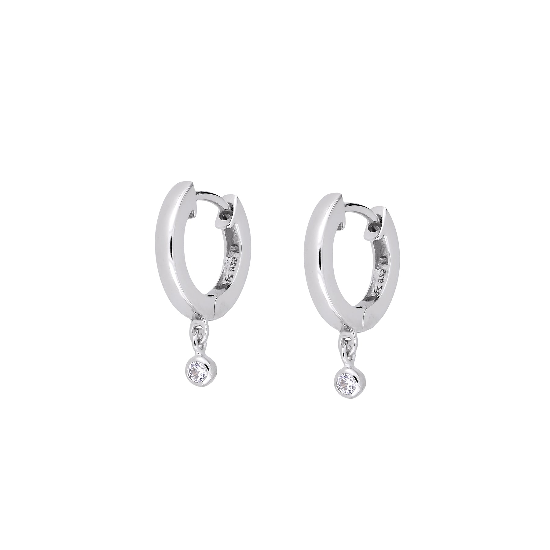 Hanging Sparkling Stone Hinged Hoop Earrings
