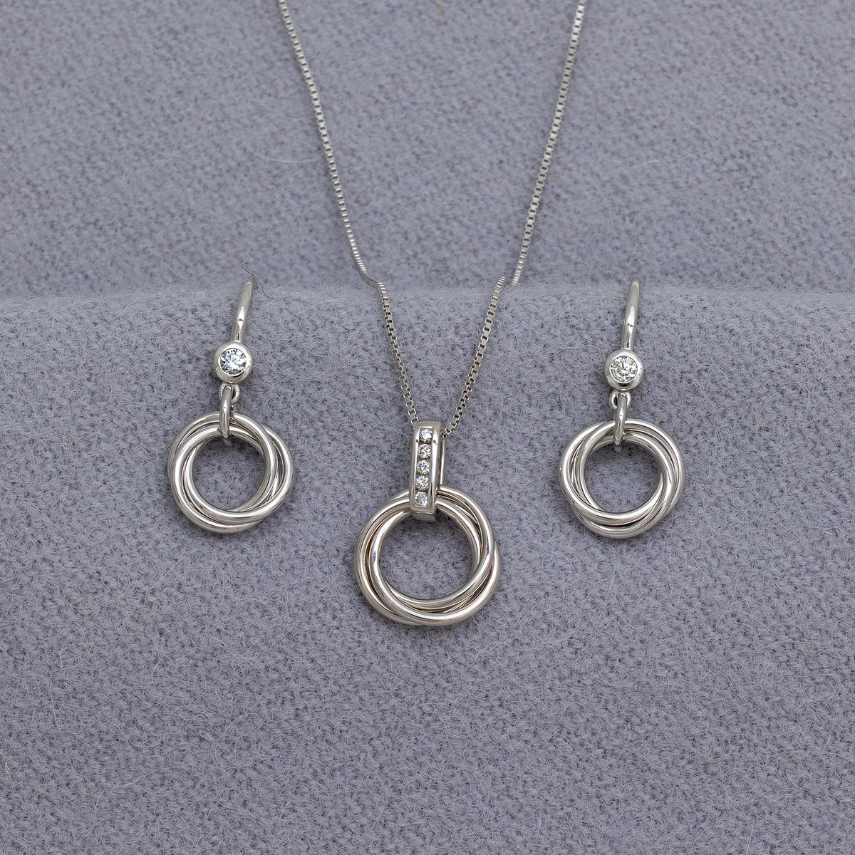 Entangled Silver & 0.06 Carat Lab Grown Diamond Love Knot Pendant