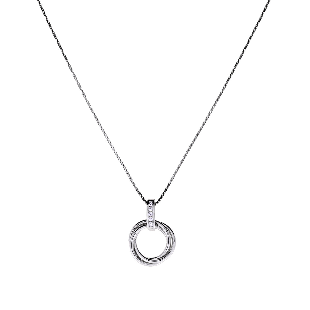 Entangled Silver &amp; 0.06 Carat Lab Grown Diamond Love Knot Pendant