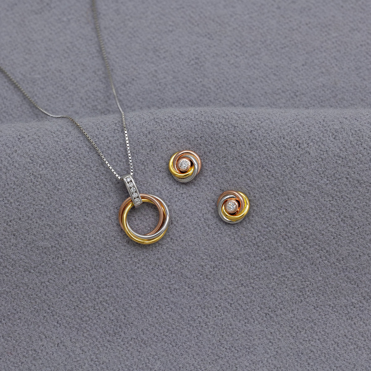 Entangled Mixed Vermeil & 0.13 Carat Lab Grown Diamond Love Knot Stud Earrings