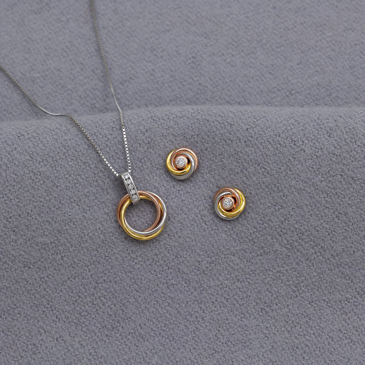 Entangled Mixed Vermeil & 0.13 Carat Lab Grown Diamond Love Knot Stud Earrings