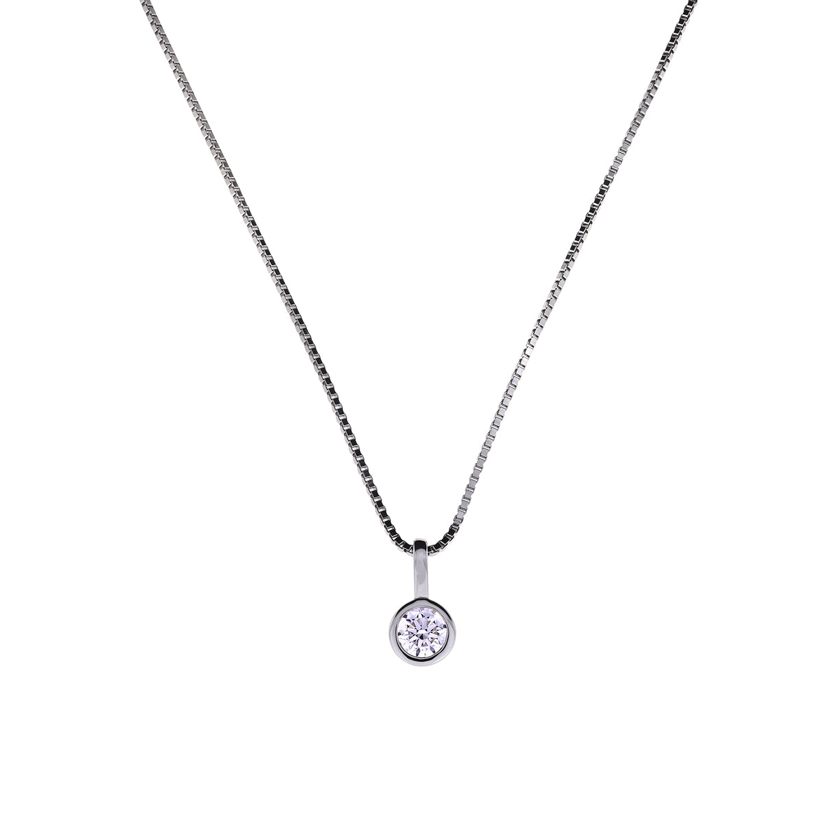 Sterling Silver &amp; 0.25 Carat Lab Grown Diamond Solitaire Pendant