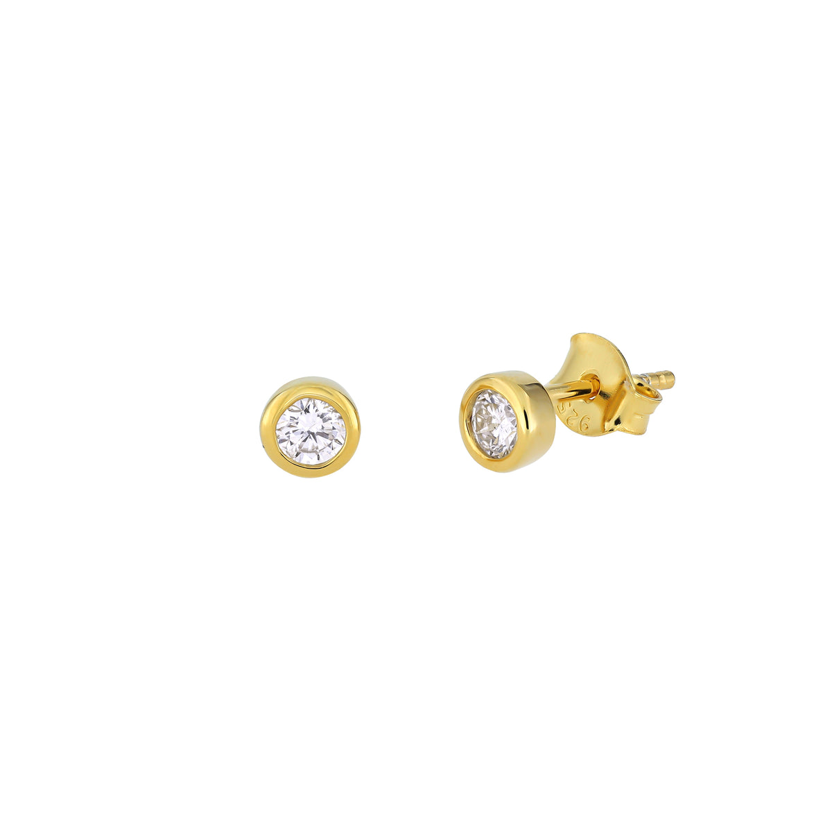 Gold Vermeil &amp; 0.30 Carat Lab Grown Diamond Solitaire Stud Earrings