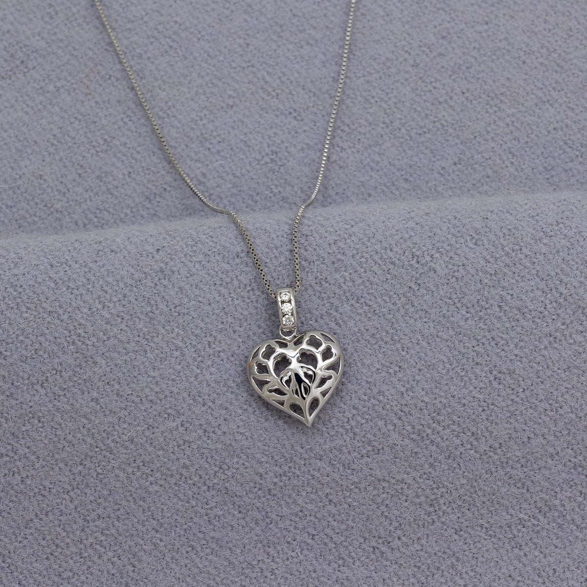 Heart of Yorkshire Silver & 0.07 Carat Lab Grown Diamond Hanging Heart Pendant