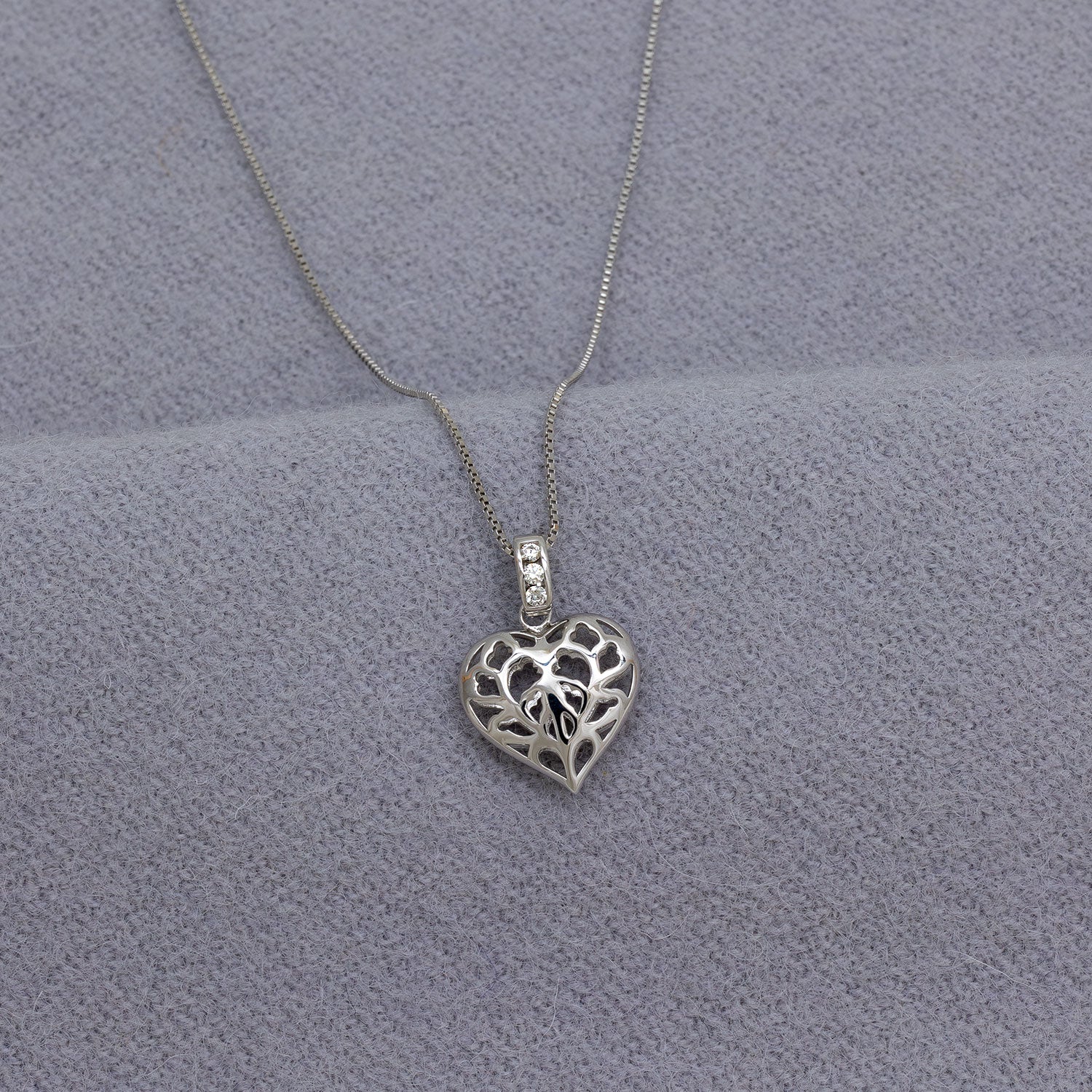 Heart of Yorkshire Silver & 0.07 Carat Lab Grown Diamond Hanging Heart Pendant