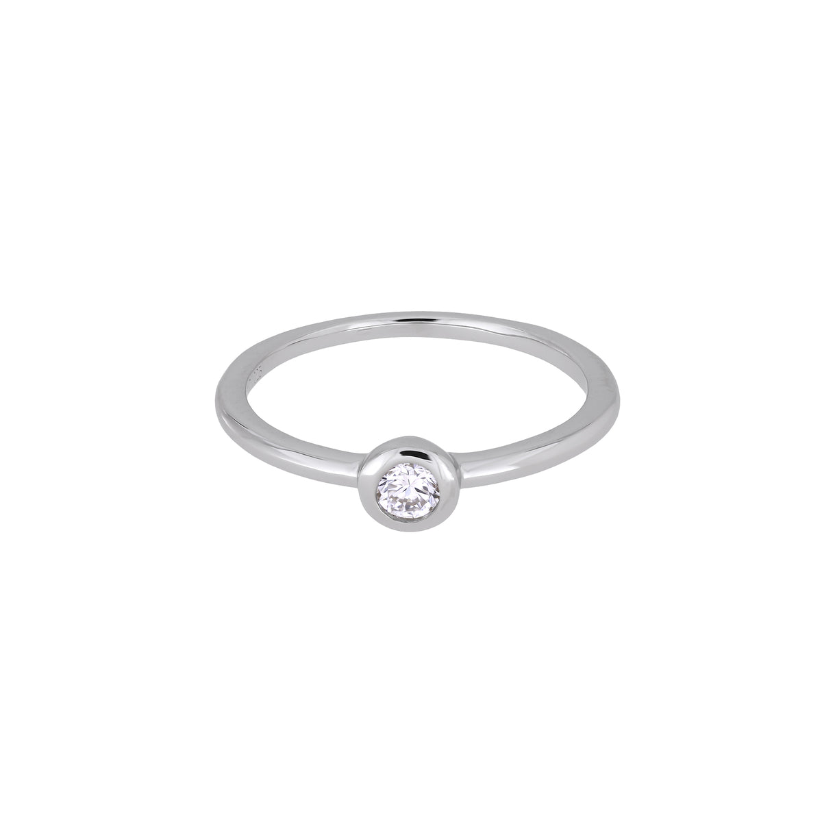 Sterling Silver &amp; 0.10 Carat Lab Grown Diamond Solitaire Ring