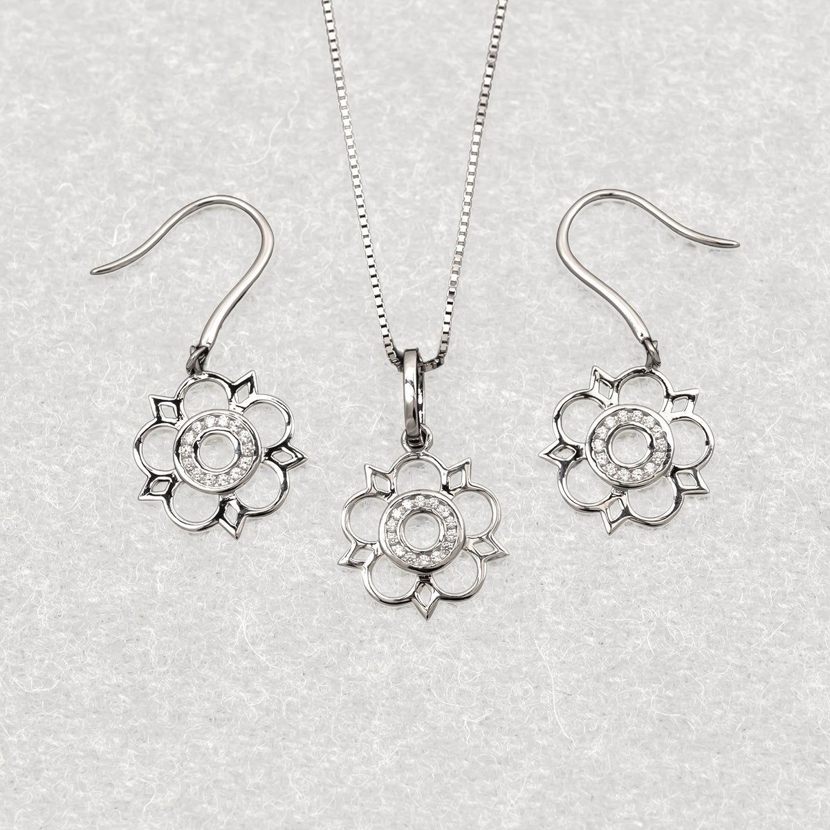 Sterling Silver Cut-Out Yorkshire Rose Mini Drop Earrings
