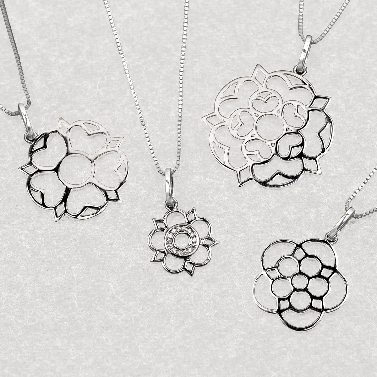 Sterling Silver Large Yorkshire Rose Pendant