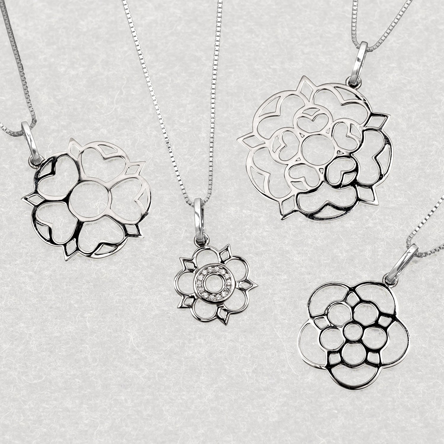 Sterling Silver Large Yorkshire Rose Pendant