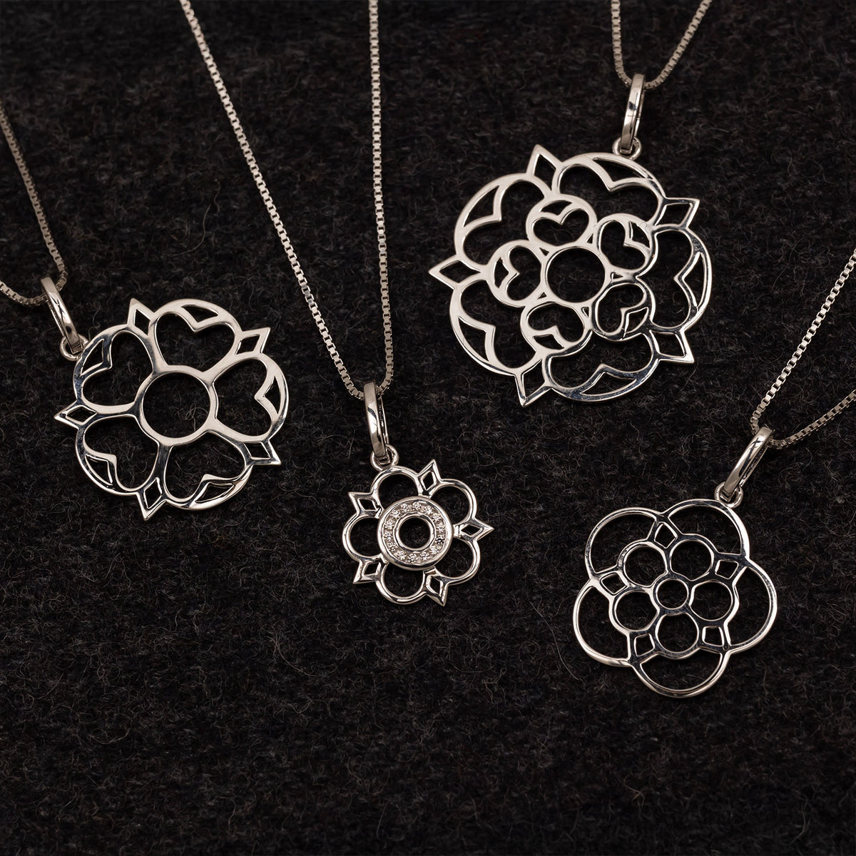 Sterling Silver Cut-Out Yorkshire Rose Mini Pendant