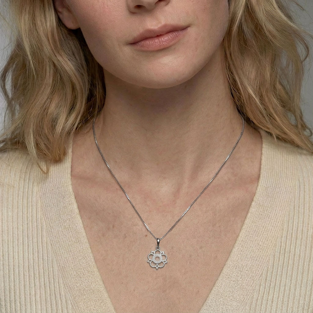 Sterling Silver Cut-Out Yorkshire Rose Mini Pendant