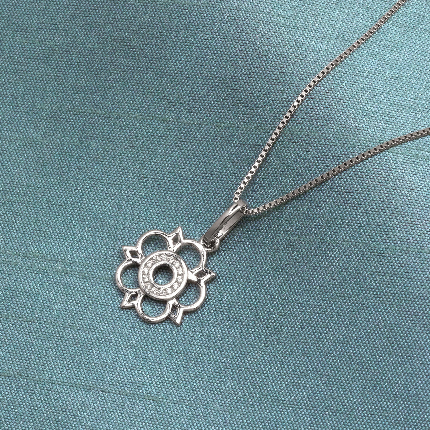 Sterling Silver Cut-Out Yorkshire Rose Mini Pendant