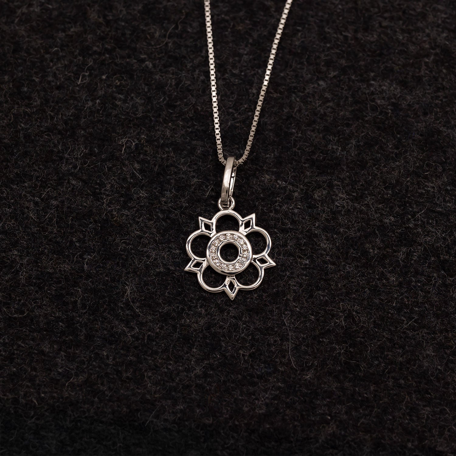Sterling Silver Cut-Out Yorkshire Rose Mini Pendant