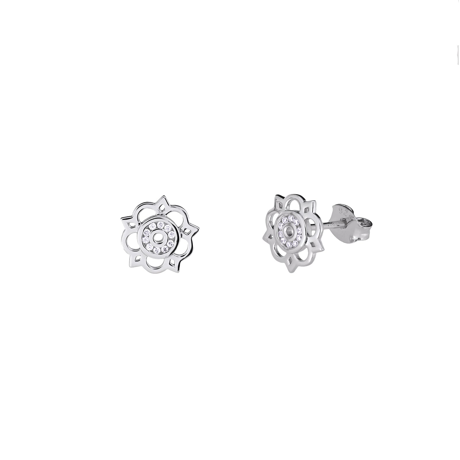 Sterling Silver Cut-Out Yorkshire Rose Mini Stud Earrings