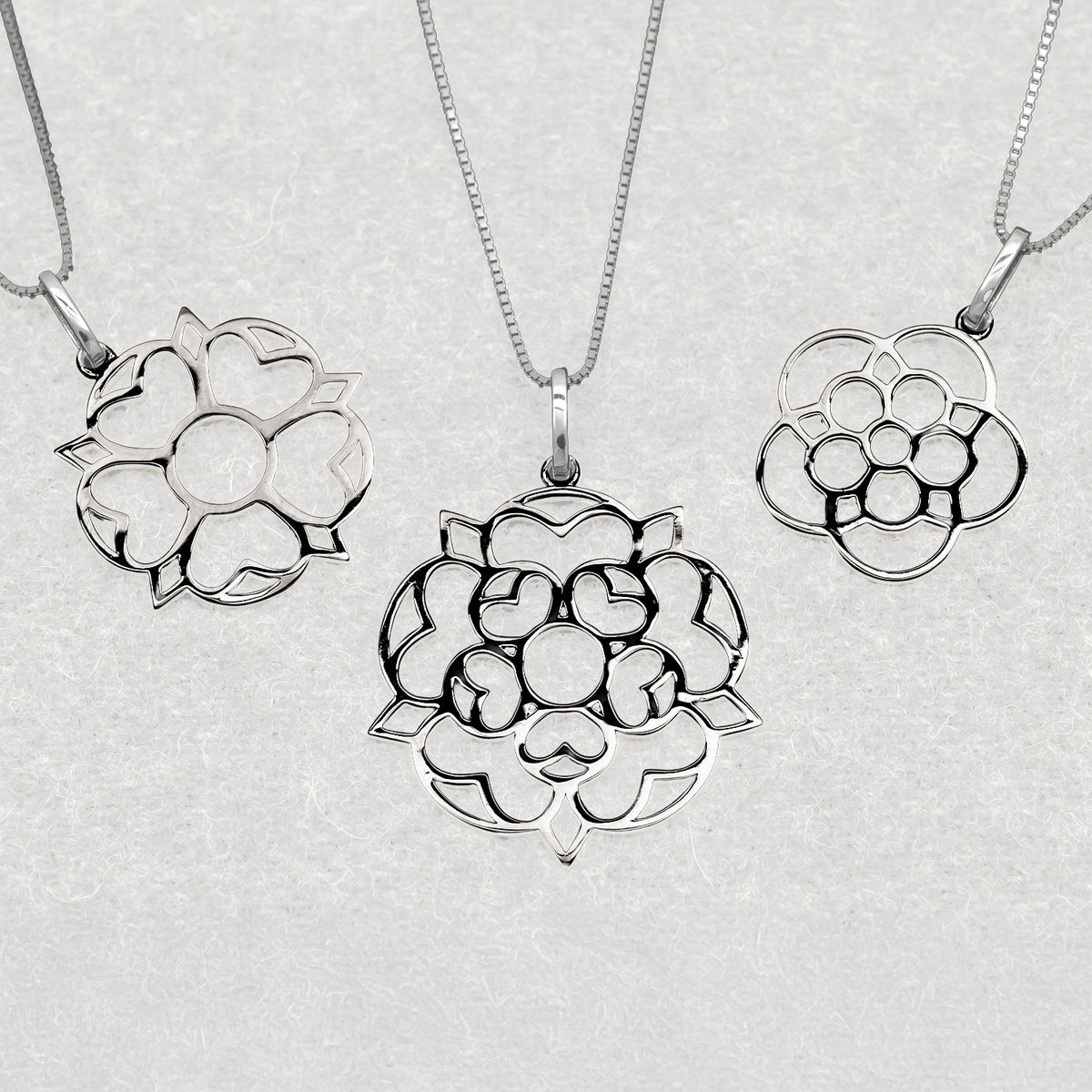 Sterling Silver Large Yorkshire Rose Pendant