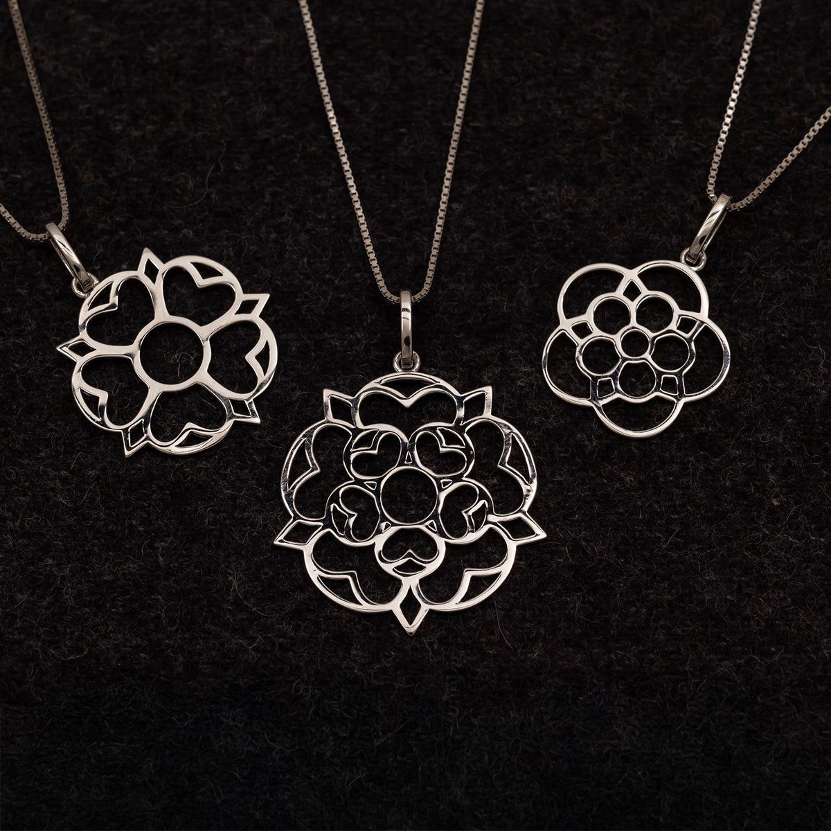 Sterling Silver Stylised Yorkshire Rose Pendant