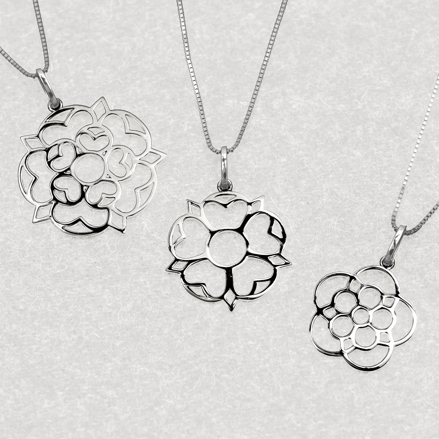 Sterling Silver Yorkshire Rose Pendant