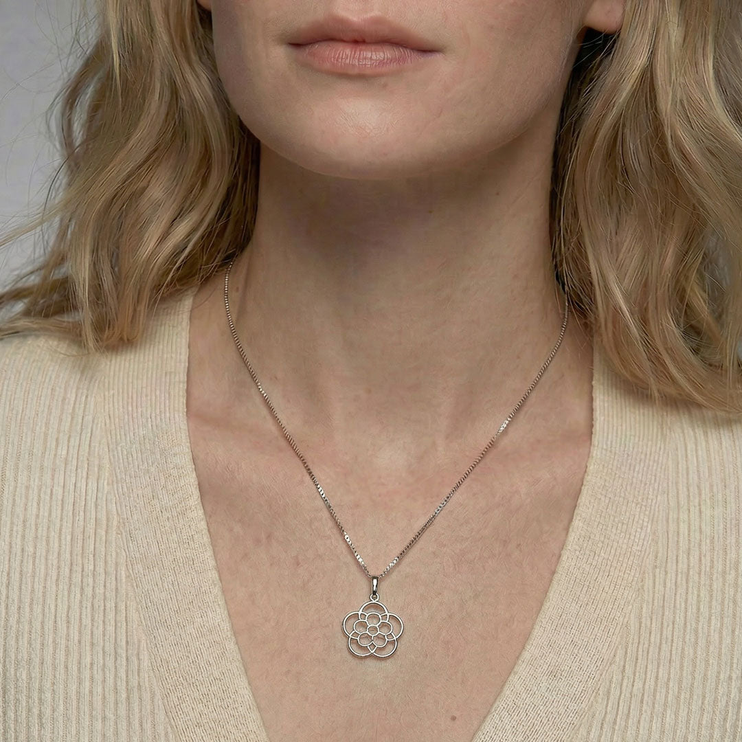 Sterling Silver Stylised Yorkshire Rose Pendant