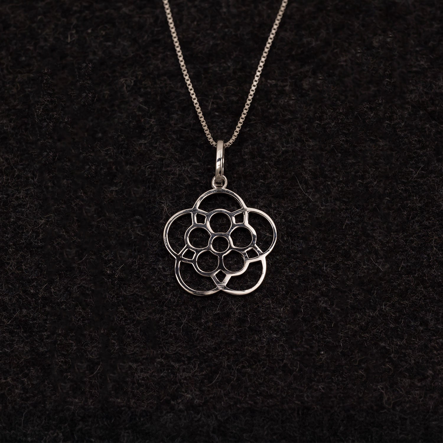 Sterling Silver Stylised Yorkshire Rose Pendant