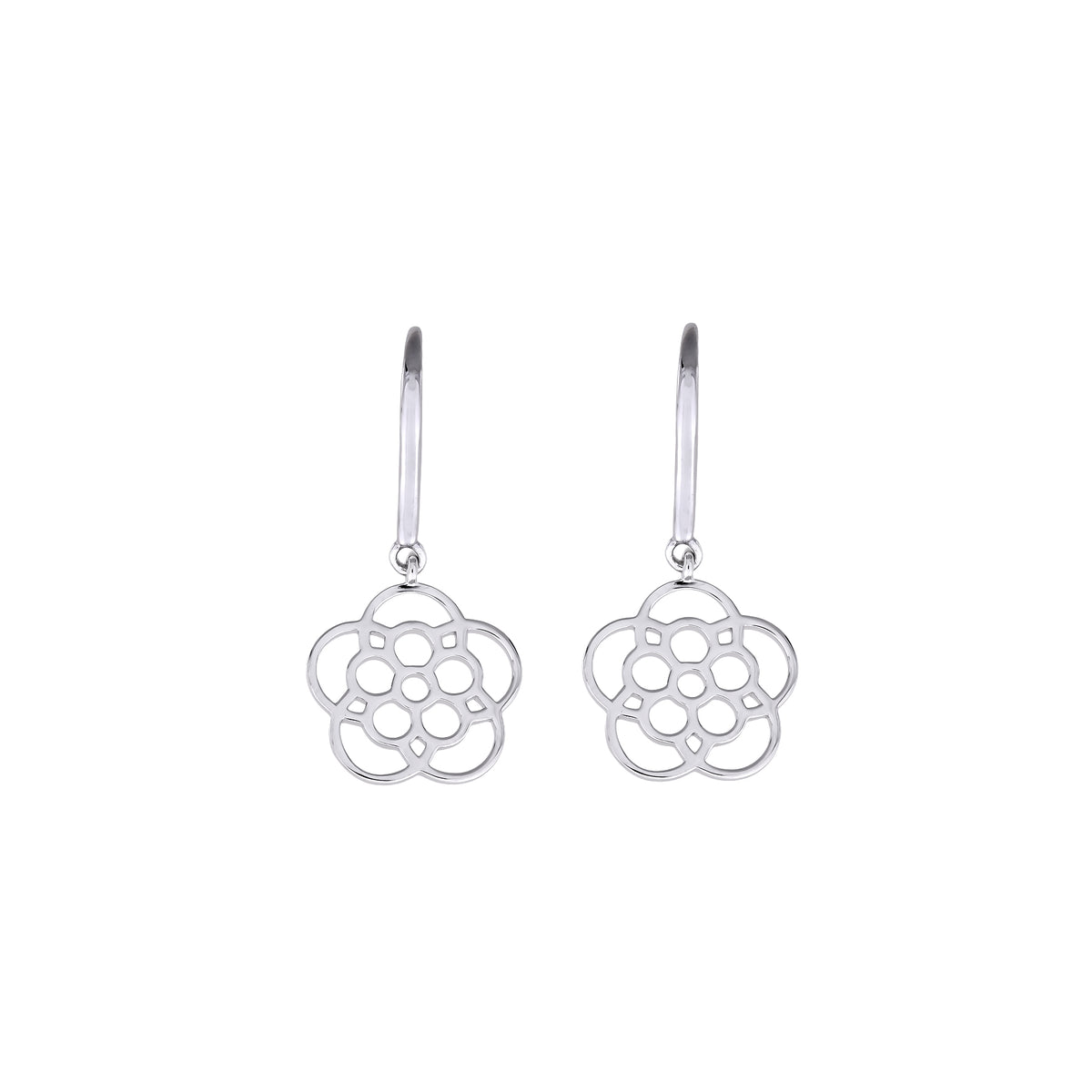 Sterling Silver Stylised Yorkshire Rose Drop Earrings