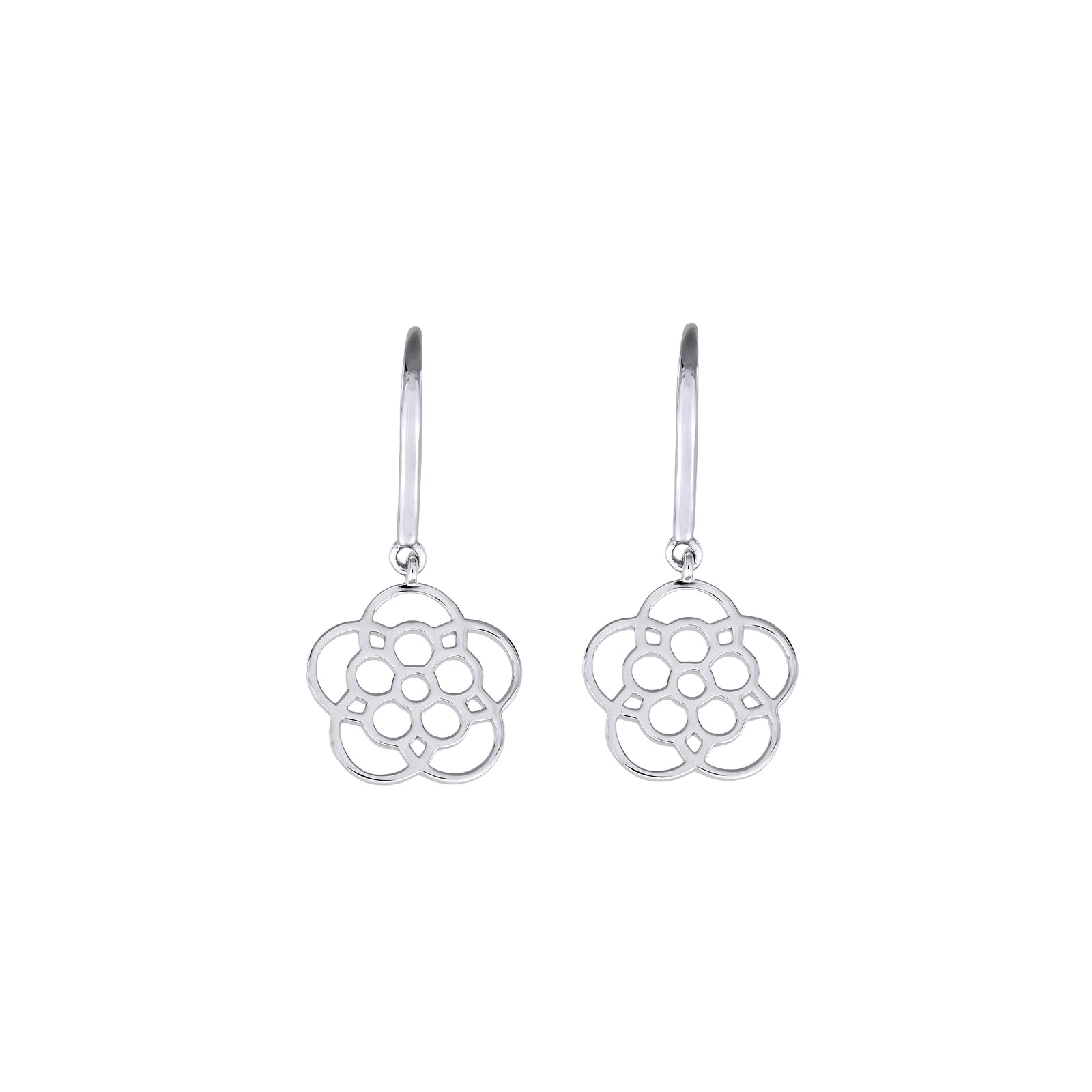 Sterling Silver Stylised Yorkshire Rose Drop Earrings