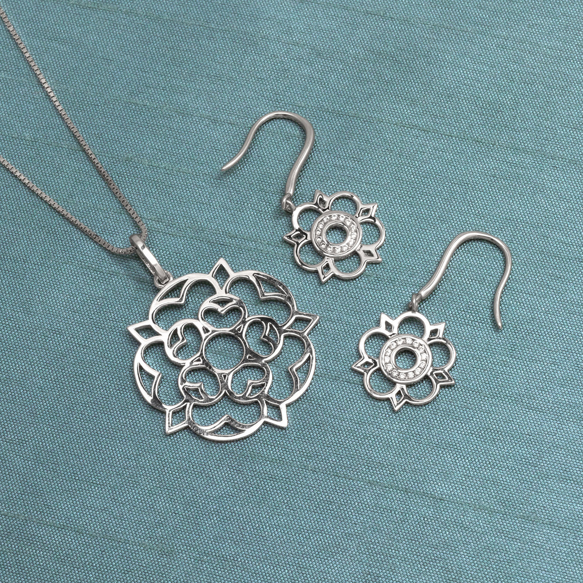 Sterling Silver Large Yorkshire Rose Pendant