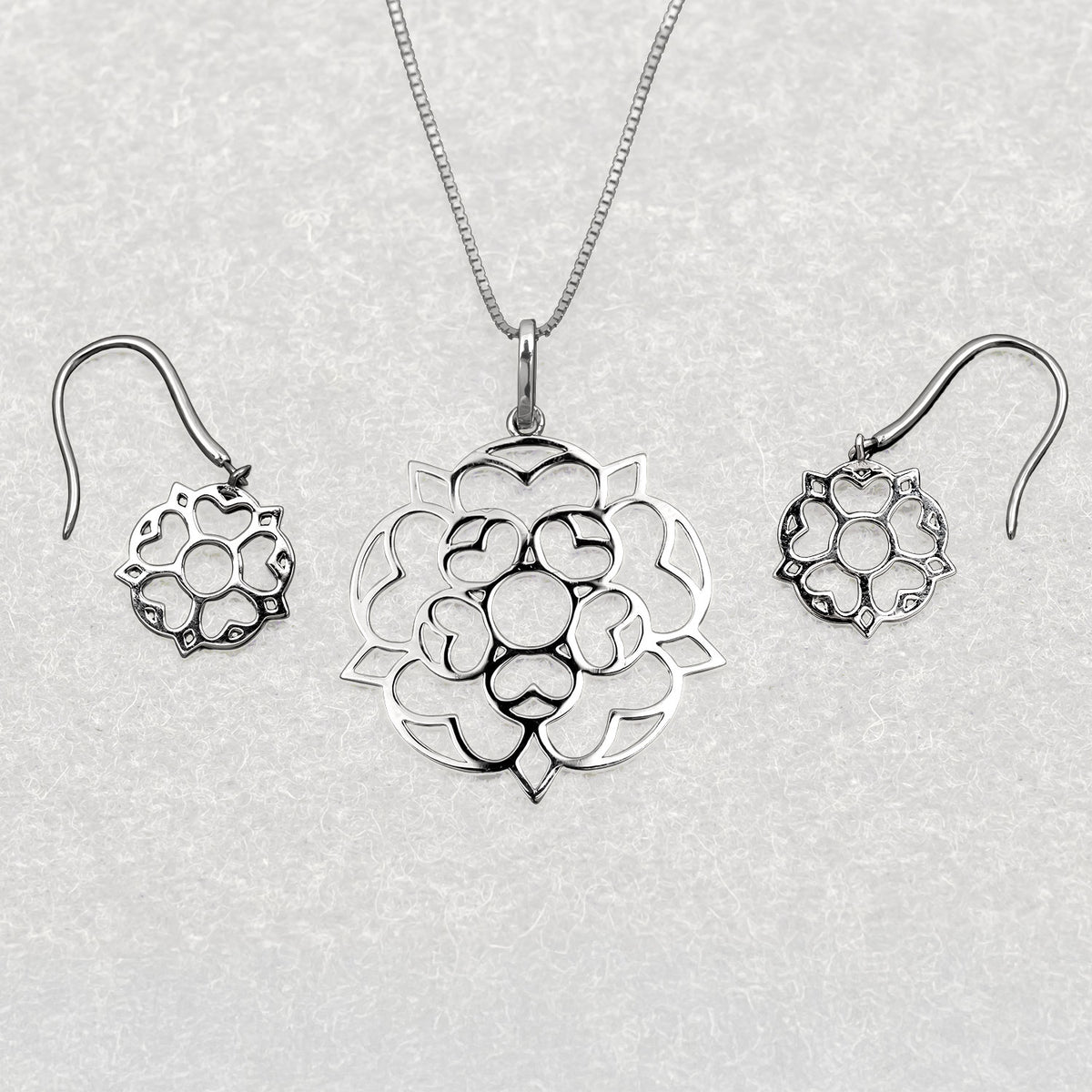 Sterling Silver Large Yorkshire Rose Pendant