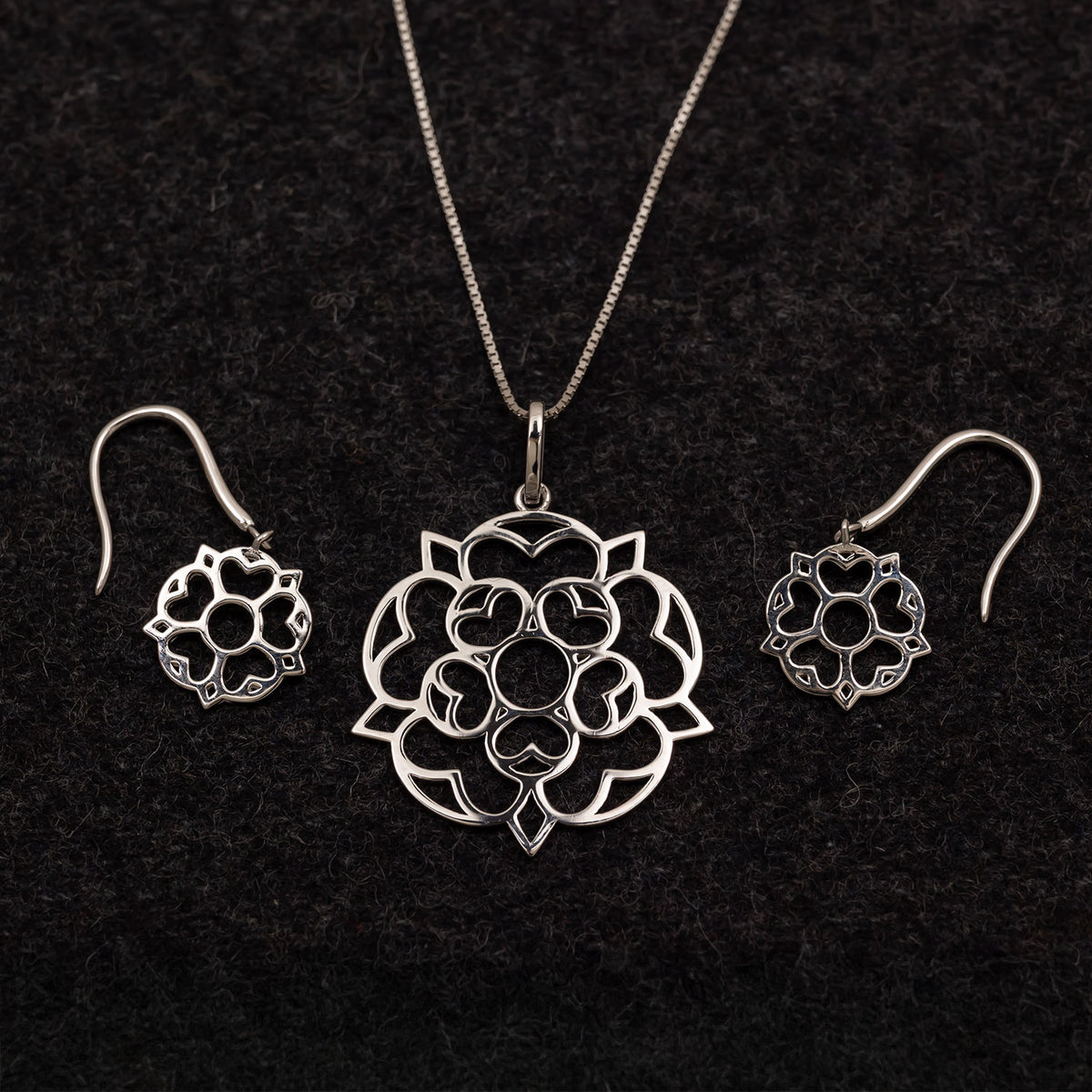 Sterling Silver Large Yorkshire Rose Pendant