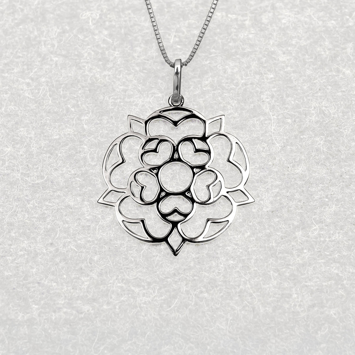 Sterling Silver Large Yorkshire Rose Pendant