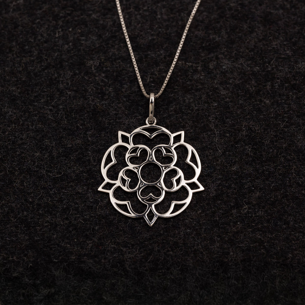Sterling Silver Large Yorkshire Rose Pendant