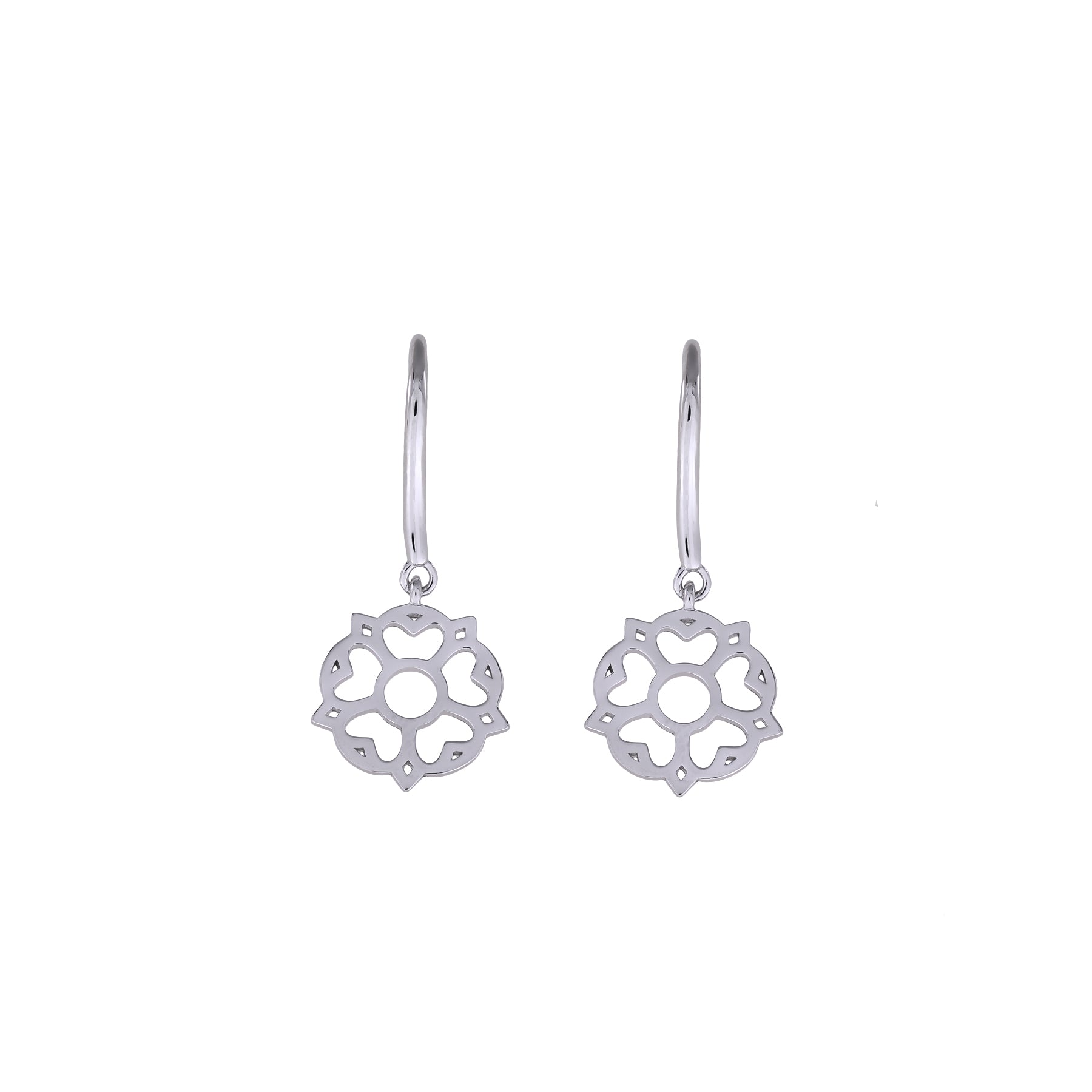 Sterling Silver Yorkshire Rose Drop Earrings