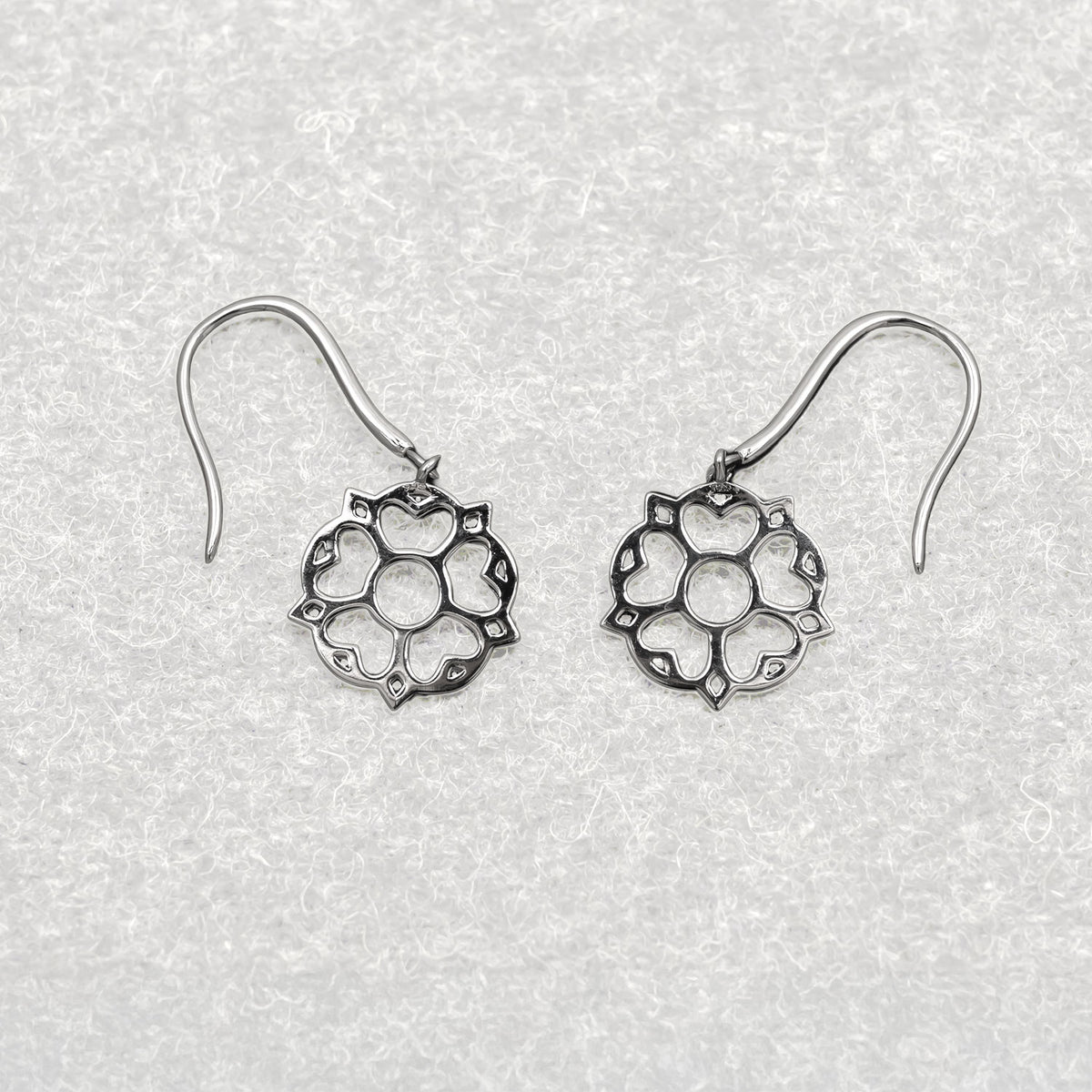 Sterling Silver Yorkshire Rose Drop Earrings