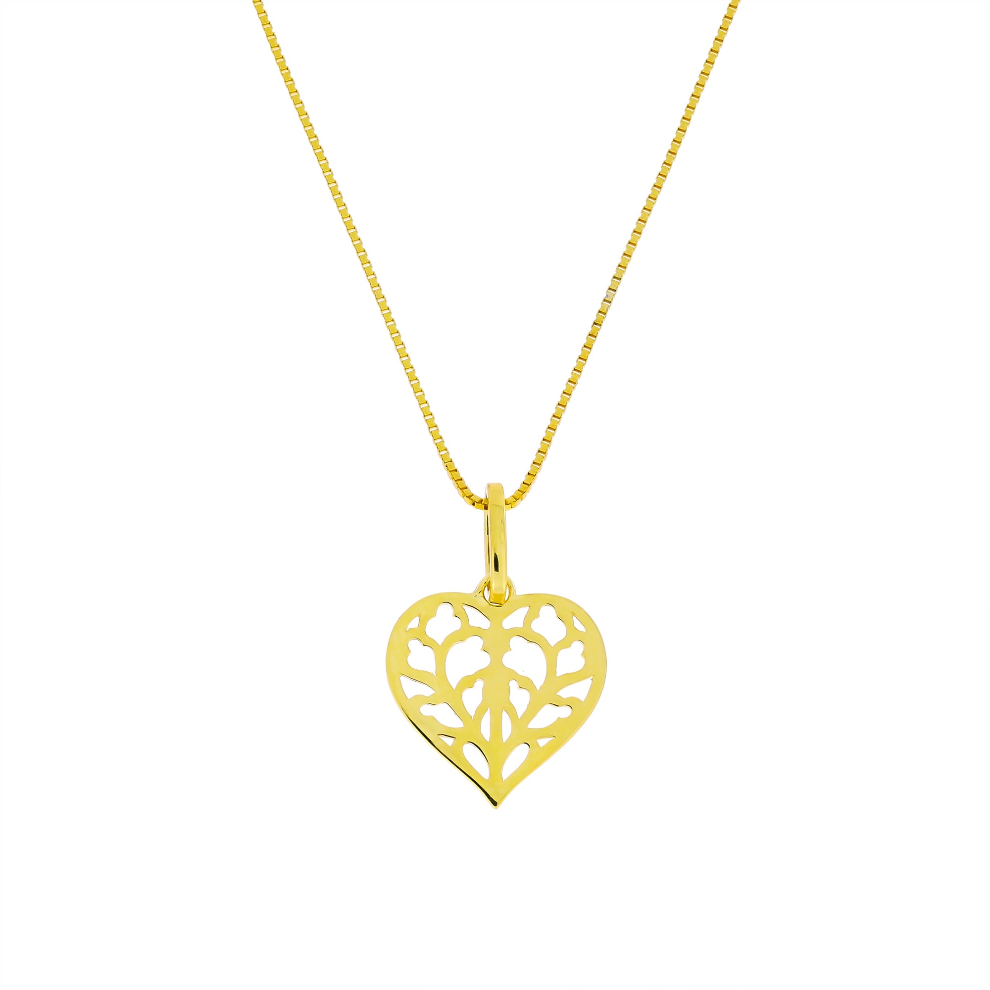 Delicate gold vermeil pendant featuring a miniature openwork heart design inspired by Yorkshire, suspended on a fine matching chain.