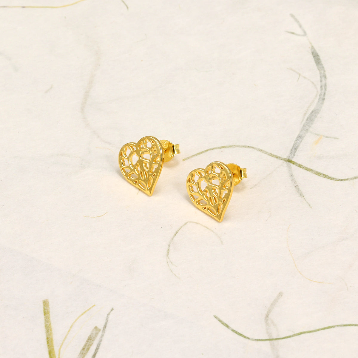 Gold Vermeil Detailed Heart of Yorkshire Studs