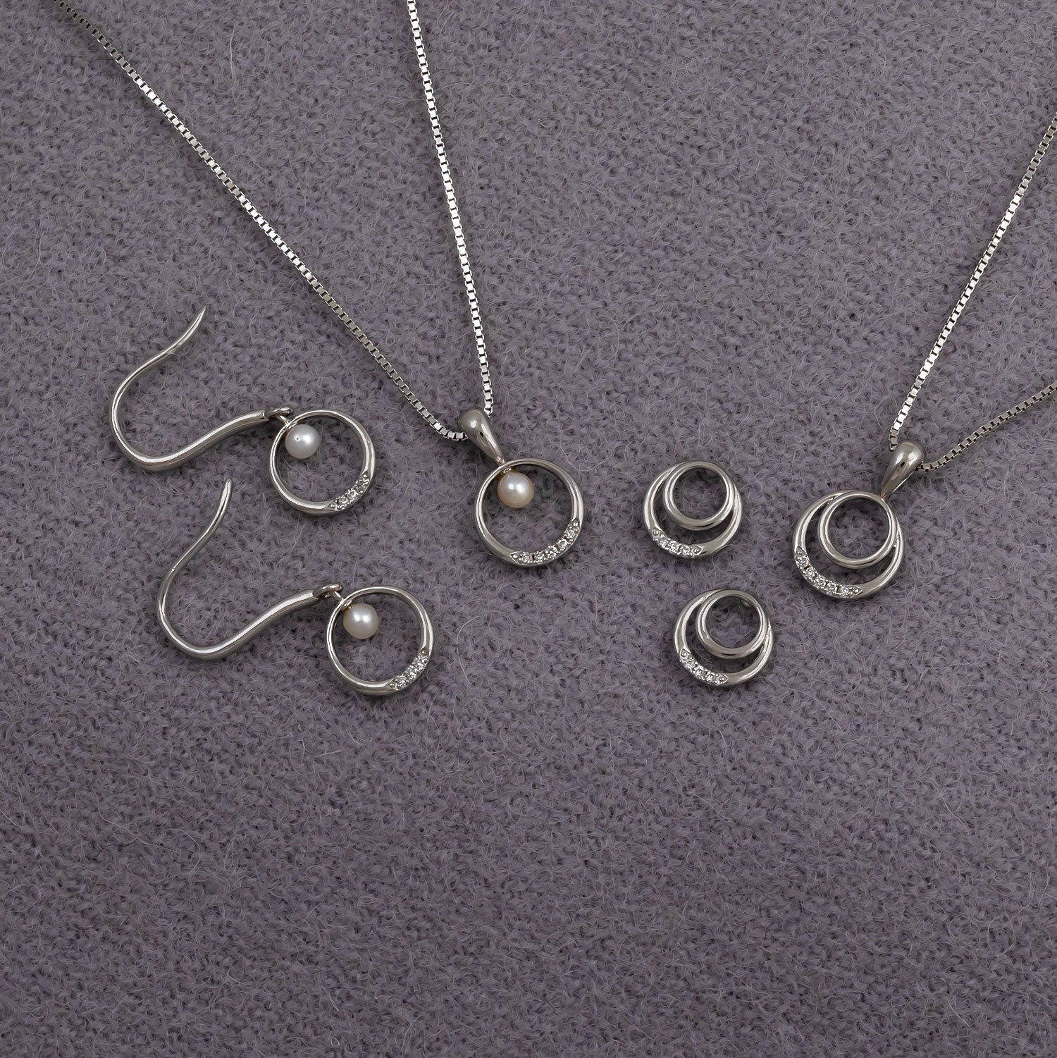 Sterling Silver, Freshwater Pearl & 0.025 Carat Lab Grown Diamond Circle Drop Earrings