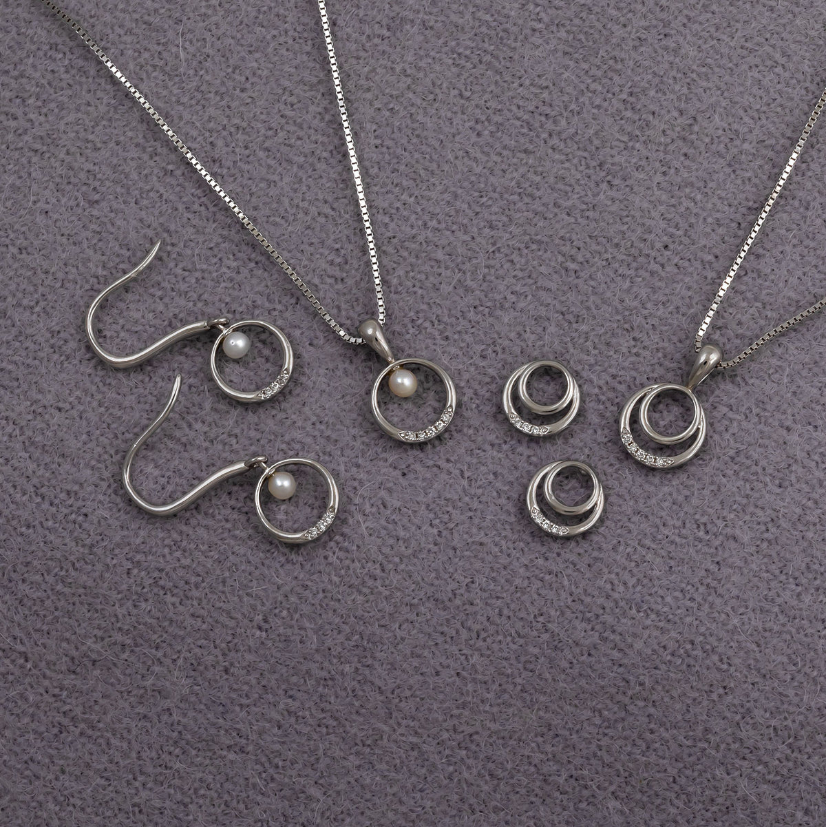 Sterling Silver & 0.02 Carat Lab Grown Diamond Double Circles Pendant