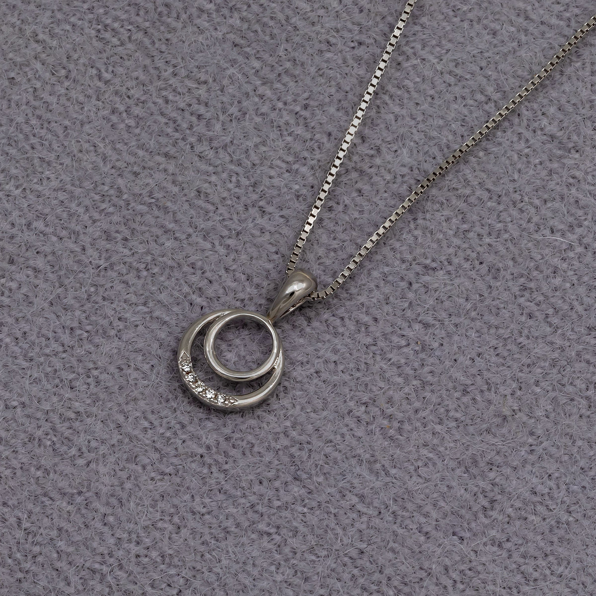 Sterling Silver & 0.02 Carat Lab Grown Diamond Double Circles Pendant