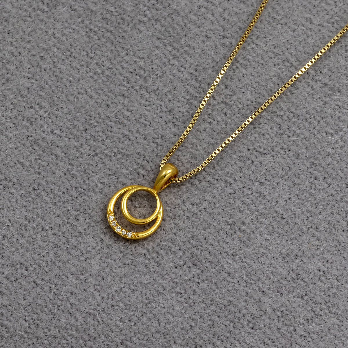 Gold Vermeil & 0.02 Carat Lab Grown Diamond Double Circles Pendant