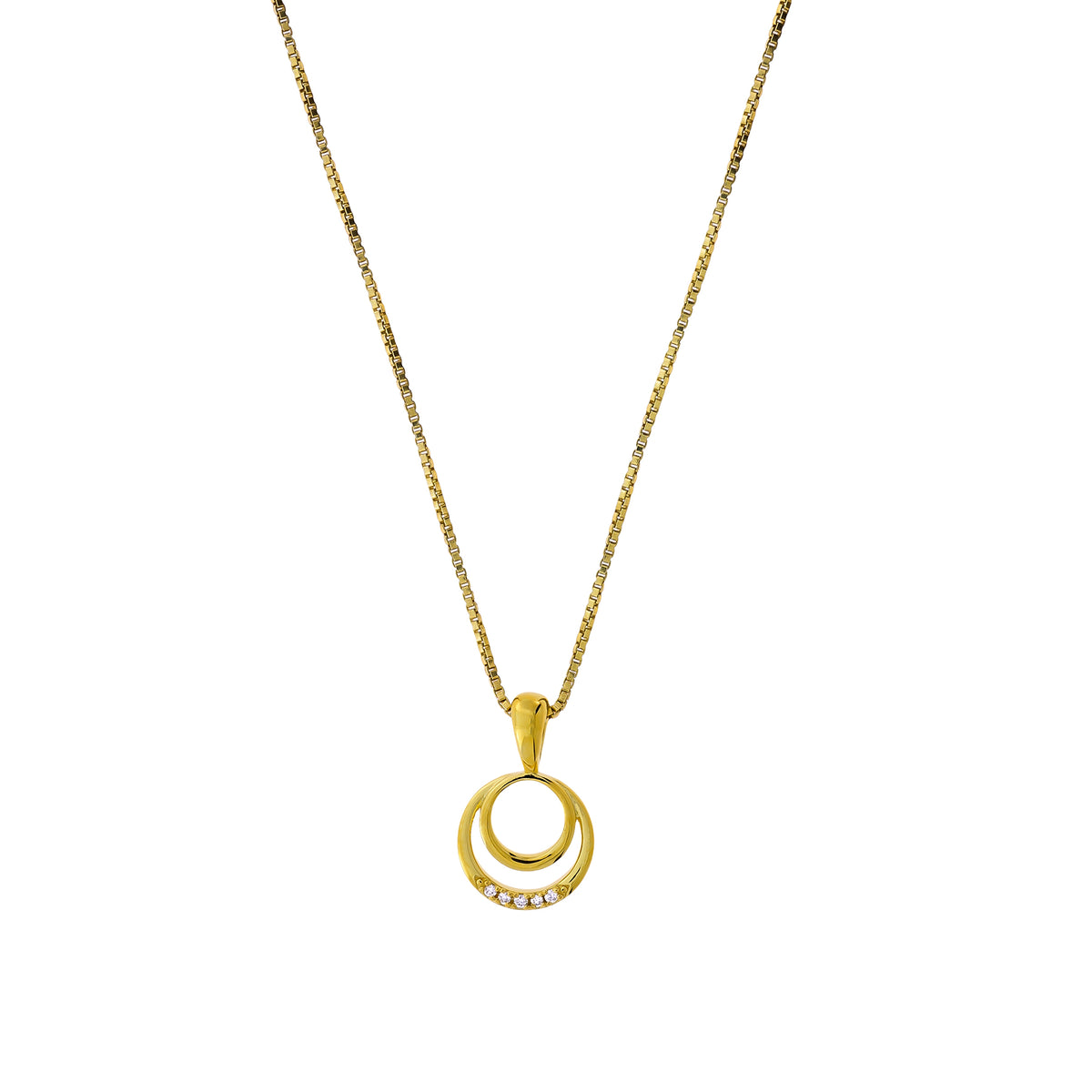 Gold Vermeil &amp; 0.02 Carat Lab Grown Diamond Double Circles Pendant