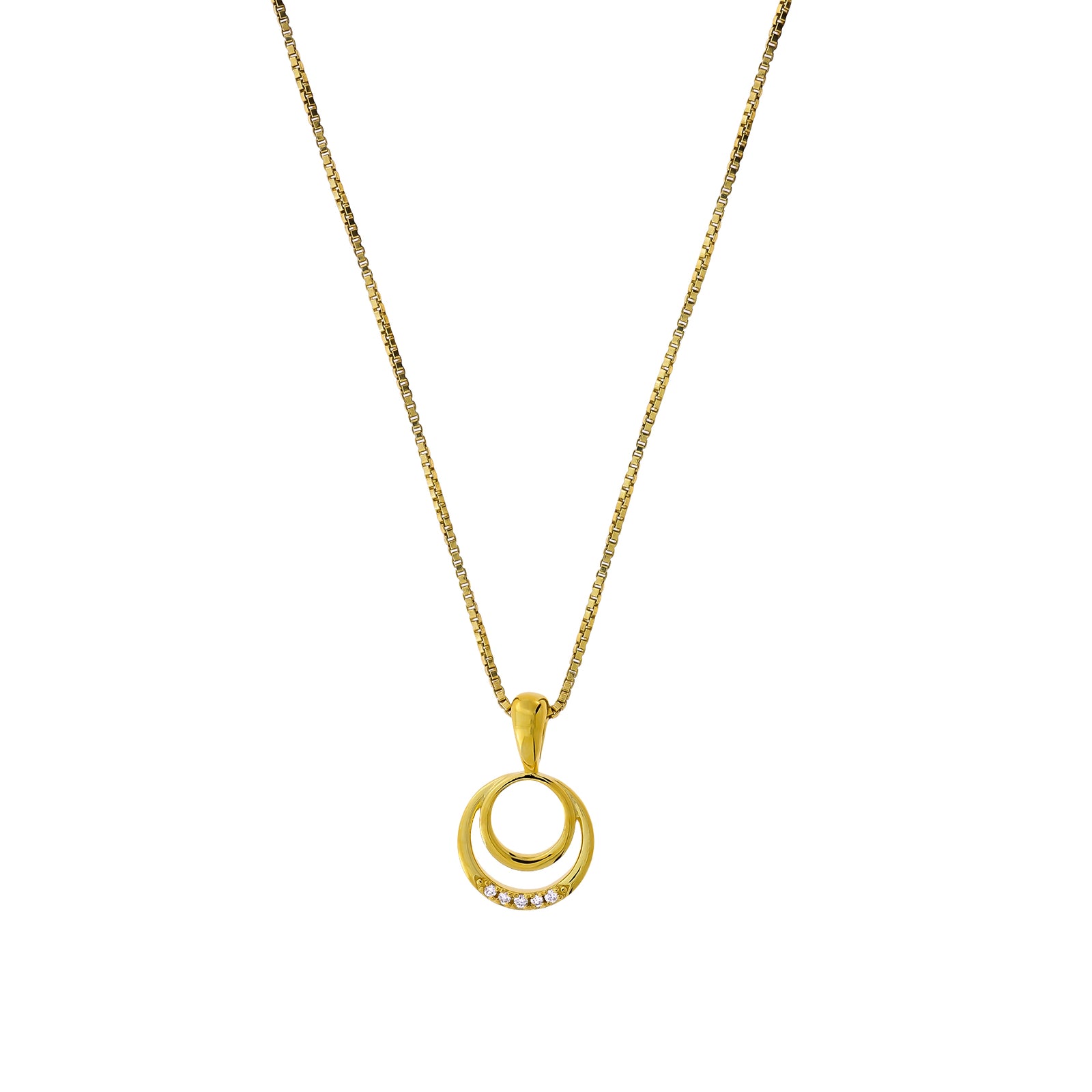 Gold Vermeil & 0.02 Carat Lab Grown Diamond Double Circles Pendant