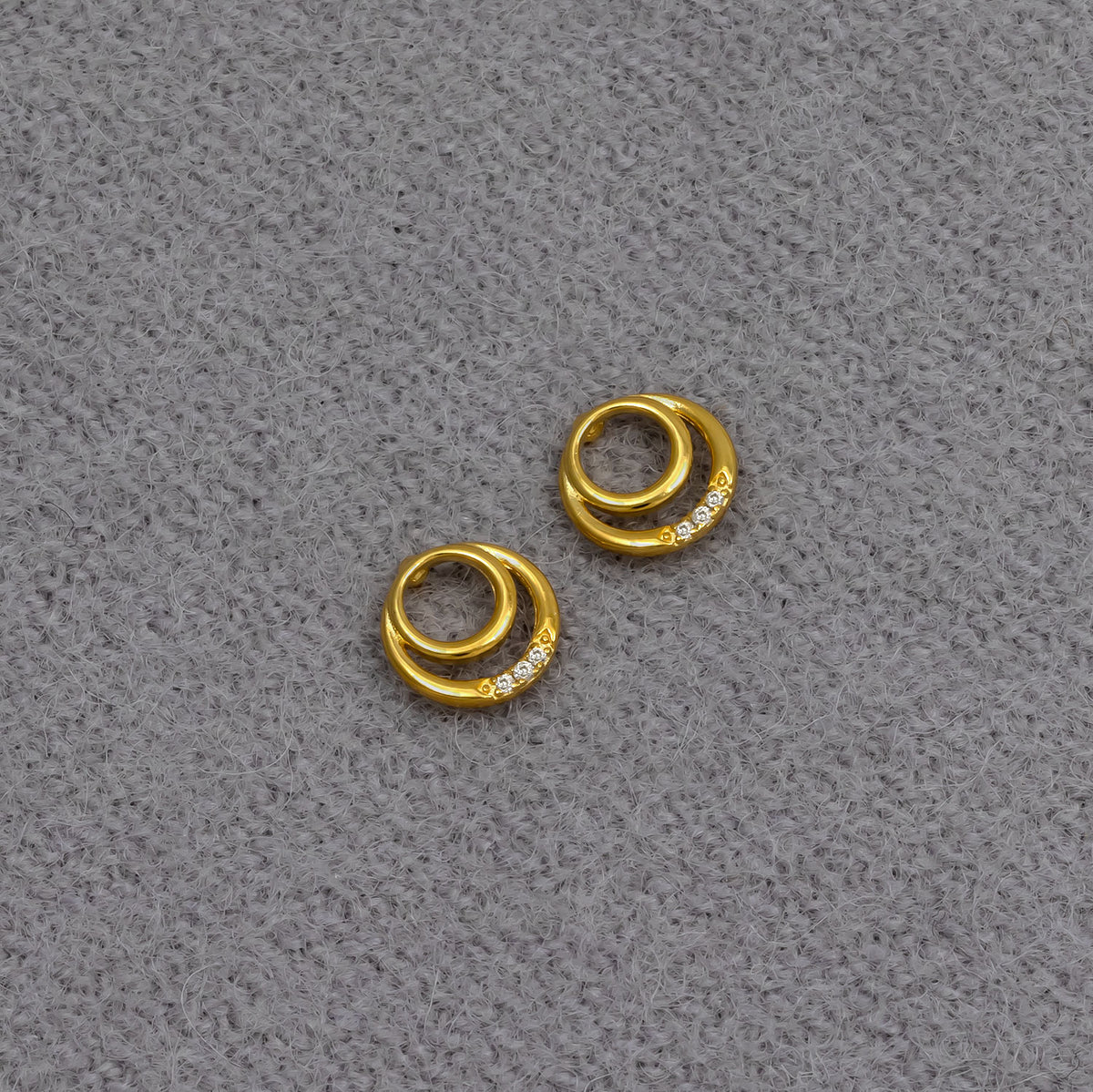 Gold Vermeil & 0.03 Carat Lab Grown Diamond Double Circles Stud Earrings