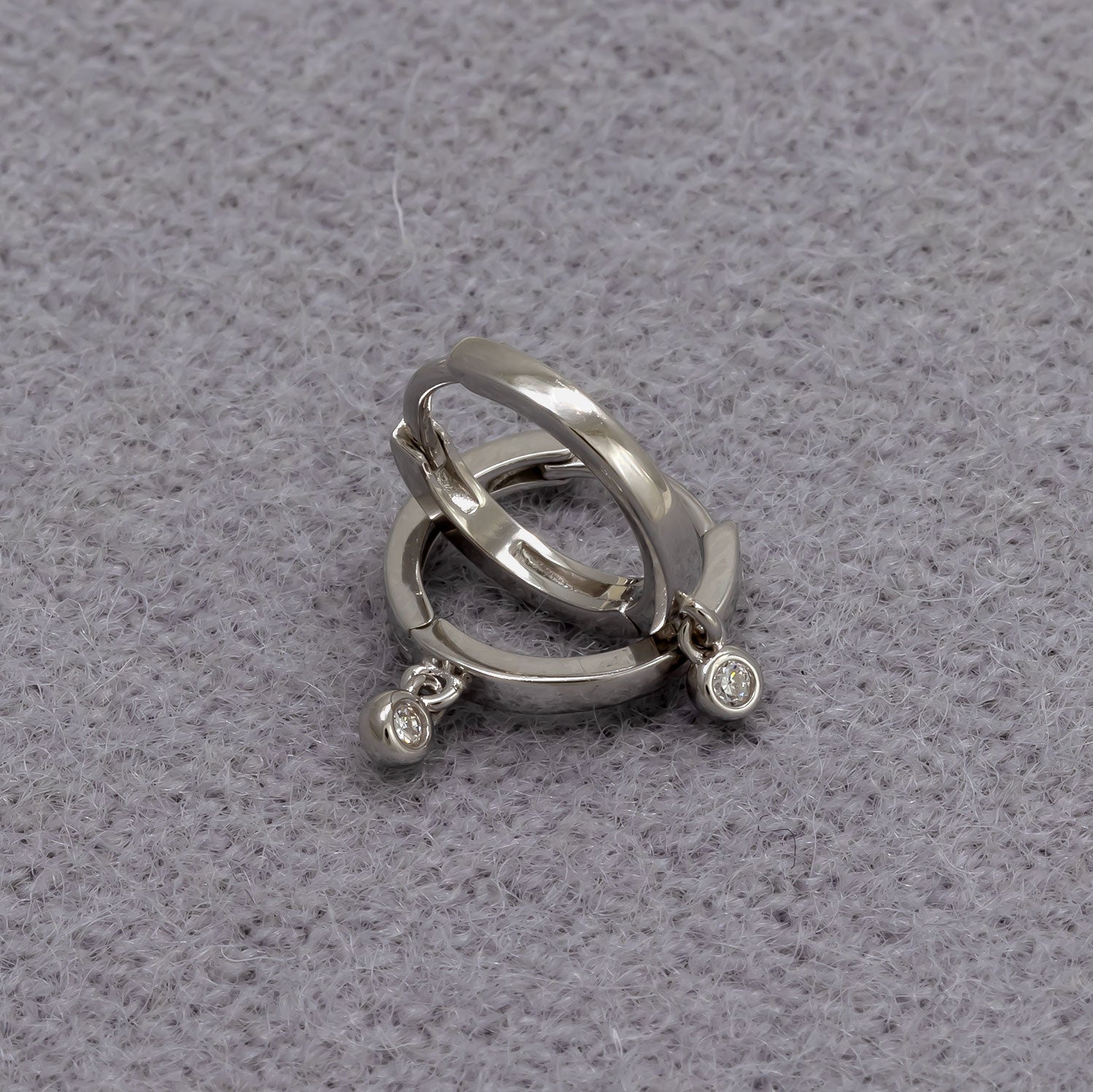 Sterling Silver & 0.05 Carat Lab Grown Diamond Charm Hinged Hoops