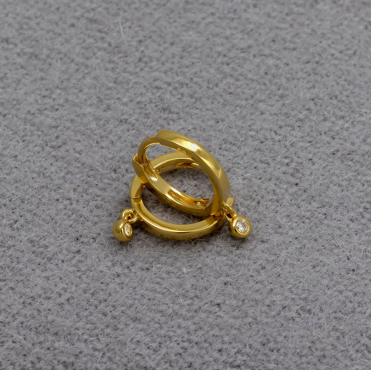 Gold Vermeil & 0.05 Carat Lab Grown Diamond Charm Hinged Hoops