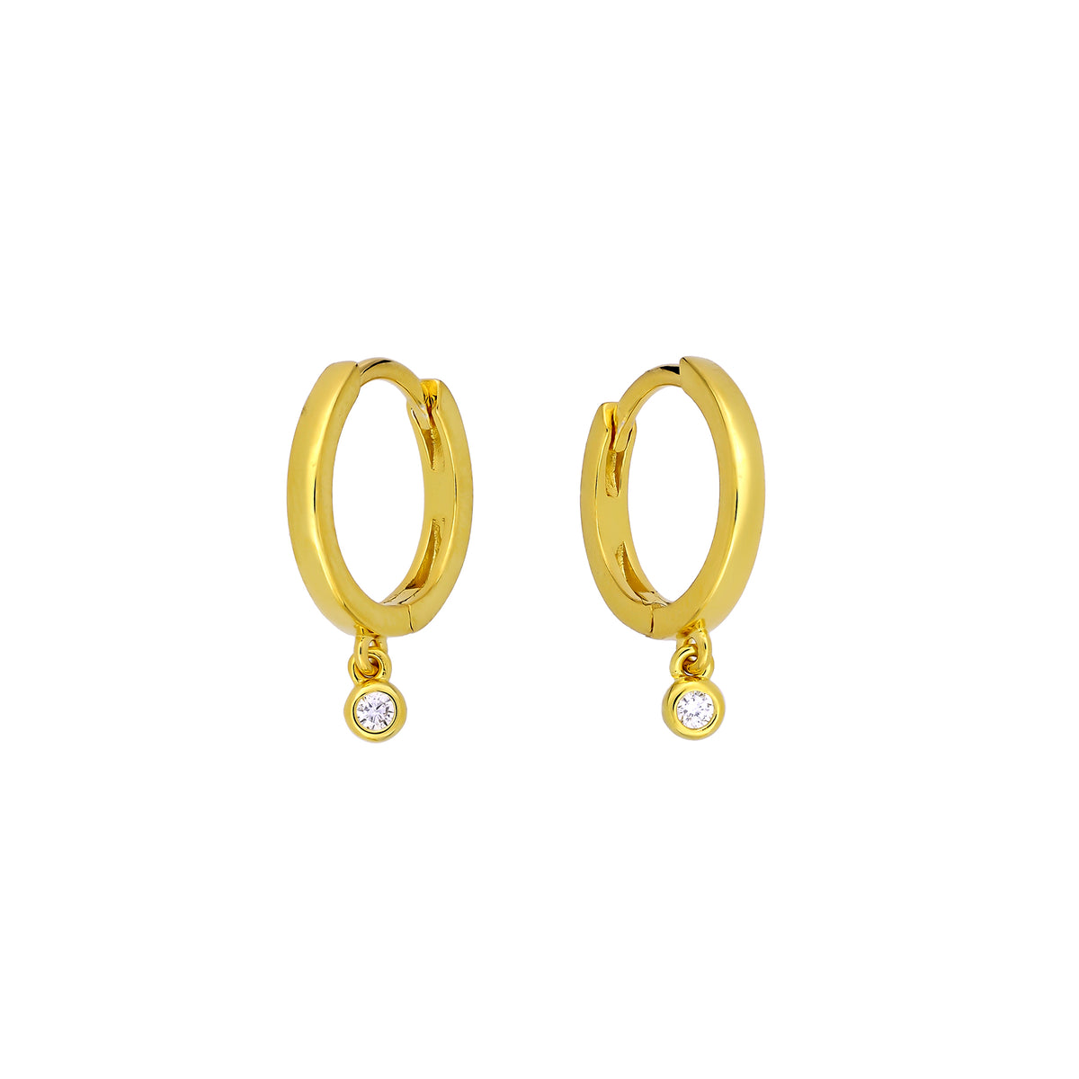Gold Vermeil &amp; 0.05 Carat Lab Grown Diamond Charm Hinged Hoops