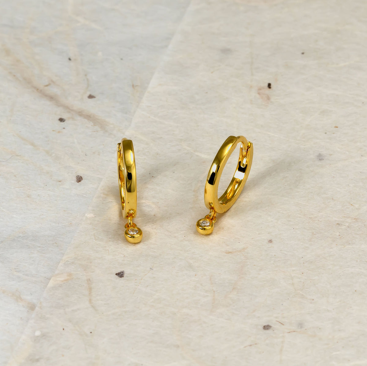 Gold Vermeil & 0.05 Carat Lab Grown Diamond Charm Hinged Hoops